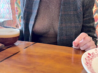 Sonya Pretty Naked in Cafe  Solo Amateur HD Video