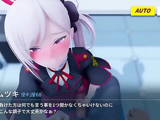 Blue Archive Mutsuki doing a blowjob to sensei