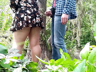 Amateur MILF Gets Cum on Her Fat Ass and Panties Outdoor