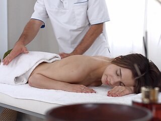 Skinny teen Baby Doll gets her tight ass smashed hard by masseur