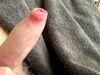Small phimosis dick squirts off - with slow motion