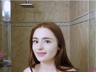 Cute teen slut took a shower