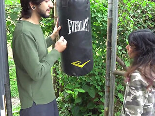 While Boxing I Hit the Neighbor and I Have No Choice but to Indulge Him by Sucking His Big Cock and Letting Him Fuck Me.