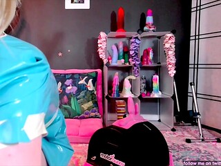 Petite blonde in latex motorbunny screams with DP pleasure