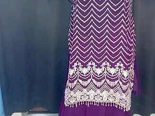 Indian crossy hot wearing her stepmom satin bra panty and dress