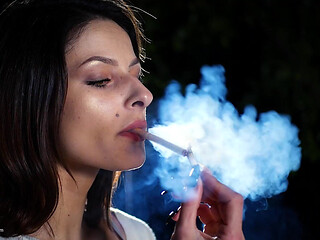 Sexy Russian Babe Smoking Cigarette Outdoor Scene