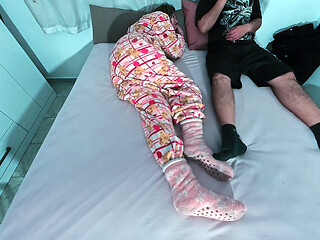 Stepsister gives the best blowjob and rests on his lap