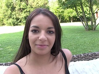 Sexy Frenchie Fingers Herself Outside For Casting Call