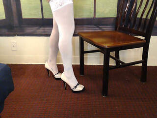 Stocking Dangling Cream Heels