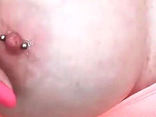 Spitting on My Big Tits and Pierced Nipples