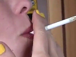 Gorgeous Face Classy Cat Bodied Sylvia Chrystall Nude Smoking on the Terrace.
