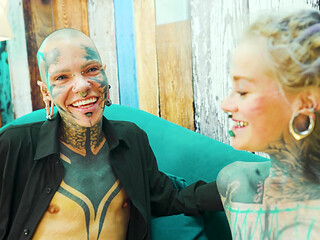 Tattooed Trans Girl Lesbian Play Pussy Licking and Toy