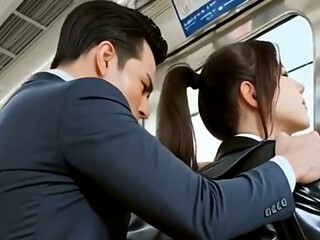 Hentai Asian Trans Sissy Public Anal on the Tokyo Subway - Businessmen Gangbang