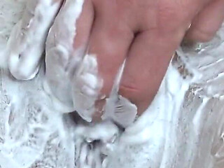 Shaving a Hairy Pussy with a New Razor Close-up!