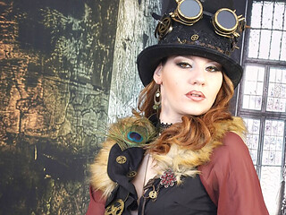374 Elena Vega as Pirate Girl in Steampunk Costume in Boat