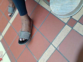 Working Lady Ebony with BBW Feet with Pink Toes