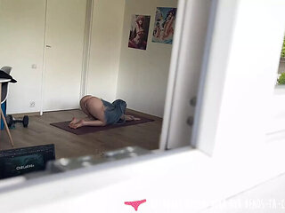 Hot French Teen Naked Yoga & Shower Masturbation - Amateur Hairy Pussy Solo Play