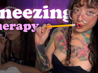Hot doctor gives you sneezing therapy.
