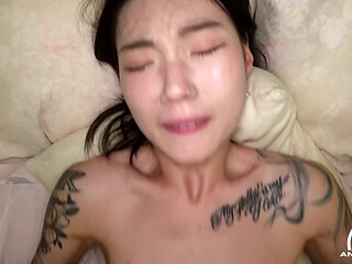 Tiny Tatted Taiwanese Cutie Chiao Kumi Takes Huge Dick Deep in Tight Pussy