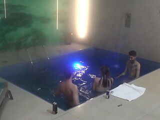 Threesome with friends in the motel pool Part 2
