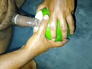 Homemade sex toys with papaya