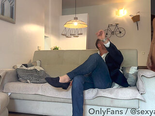 Businessman wins a big deal and celebrate by impregnating wife