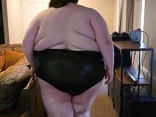 Sexy SSBBW Ass and Belly Walking in Leather Suit Part 2