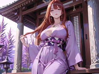 Red-haired Miko! Seamlessly Switching Between the Japanese Garden and the Bedroom, From Lazy Poses to Wet-mouth Teasing.