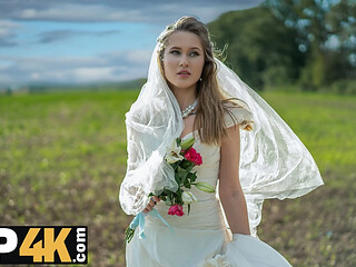 Hot teen bride gets seduced into a car sex session