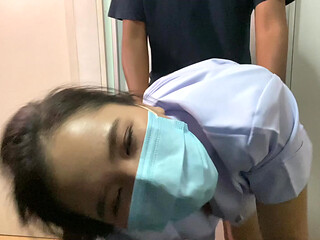 real nurse arranged to meet a friend to make love in a hospital room.