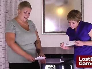 Huge Tits MILF Dee Williams Loses Strip Bet Game - Left Only in Bra with Lesbian Friend