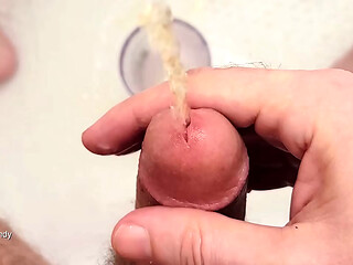 Fountains of piss and cum from my cock, with slow motion replays
