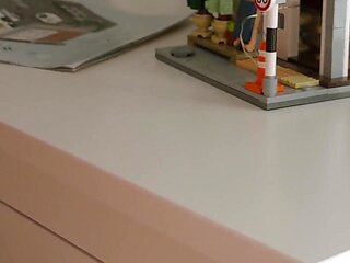 Booty Wife Puts Stickers on Her New Set of Blocks