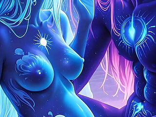 Lustrender: East African Pregnant Beach Nose Kiss Jellyfish Glow - Ai Video