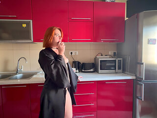 Morning sex in the kitchen with my nymphomaniac stepsister