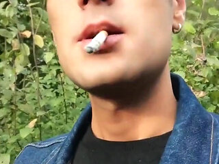 Smoking Cigarette, Moaning, Cumshot Outdoors
