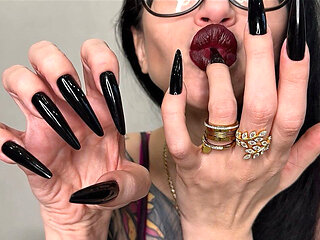 Black Long Nails, Sharp Claws, Long Fingers and Hands Worship