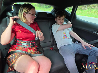Stepmother and Stepson Can't Help but Fuck in Car