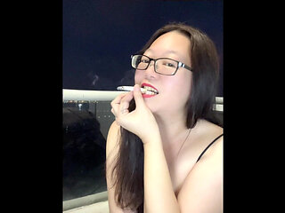 Darkside Smoking Asian Biting, Extracting Filthy Cigarette Filter + Hurtful Nipple Ember Glow