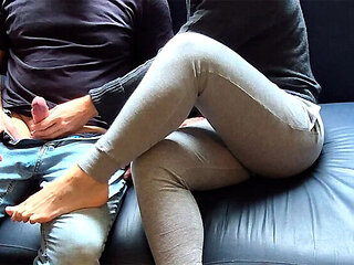 Naughty Wife Teases Hubby With Her Feet, Hands, and Mouth - Hot Homemade Cheating