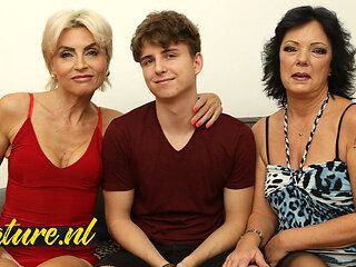 Two Horny Mature Cougars Trick a 21yo Toy Boy Into a Threesome With Them