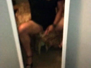 CD Krissy Sweets in high heels stroking her she cock