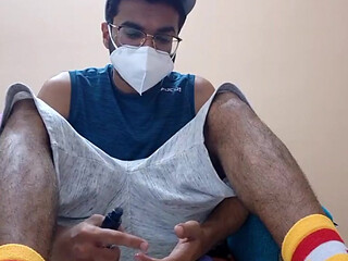 Desi handsome indian webcam anal toy fucks the piss out of him uncontrollably pissing in underwear and cumshot bottomless naked