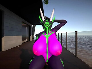 Dragon Rides Cock and Gets Inflated With Cum