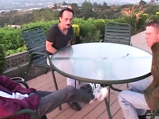 Insatiable MILF takes on a gang bang of hard cocks