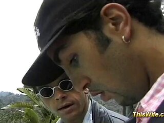 Naughty wife enjoying threesome: Blowjob, Babe  Xnxx Porn