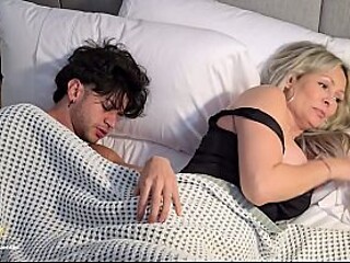 Blonde milf Monica and her friend's husband get into a hot threesome