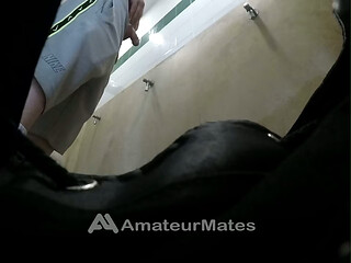 Amateur Boy Caught Peeing at Public Toilet Urinal