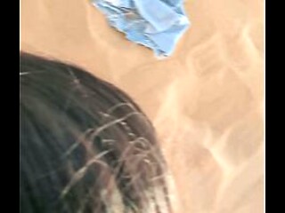 Chinese GF gets covered with cum at the beach