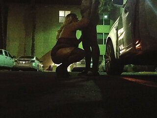 Thick BBW Wife in Lingerie in Public Hotel Parking Lot! Badblondiemonroe